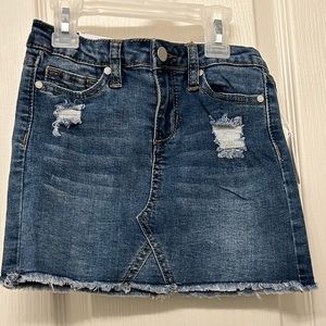 Joe's Jeans A-Line Denim Mini Skirt, Dark Wash, Raw Hem
